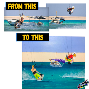 Personalised kitesurfing painting from photo (Hand painted)