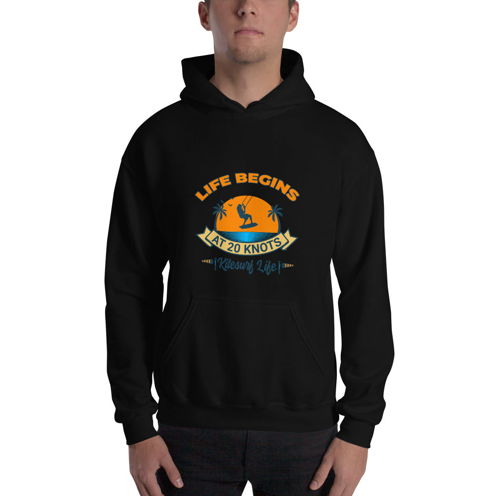 Life Begins at 20 Knots Kitesurfing Hoodie