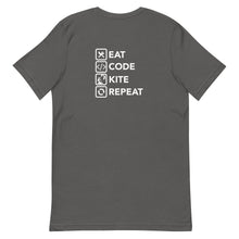 Load image into Gallery viewer, Eat Code Kite Repeat - 100% cotton Kitesurfing T-shirt