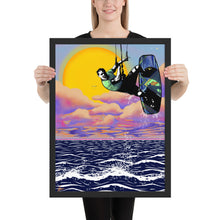 Load image into Gallery viewer, Patagonia Sunset Kitesurfer - Framed kitesurfing poster