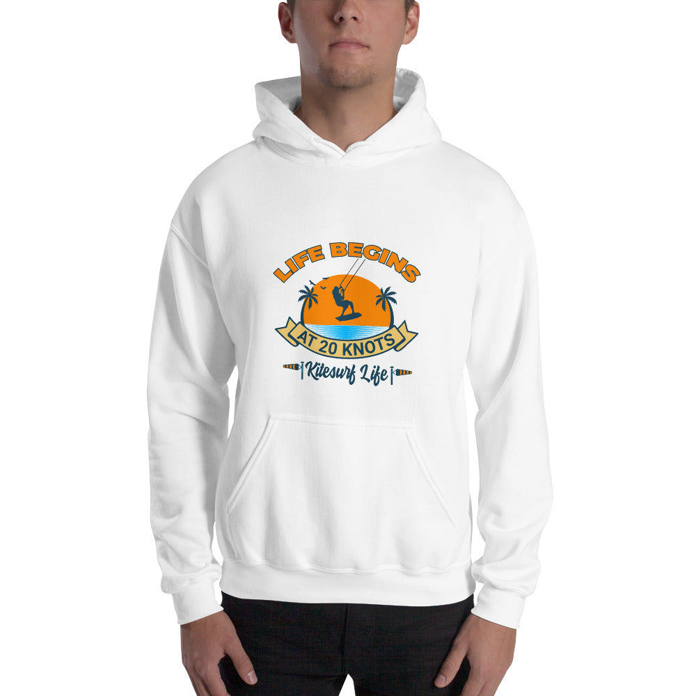 Life Begins at 20 Knots Kitesurfing Hoodie Kitesurf Shack