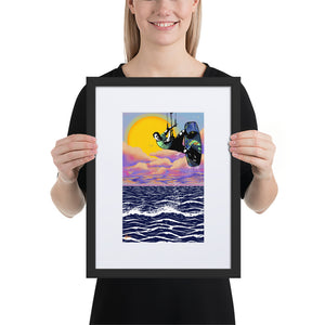 Patagonia Sunset Kitesurfer - Framed Matte Paper Poster