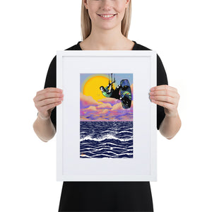 Patagonia Sunset Kitesurfer - Framed Matte Paper Poster